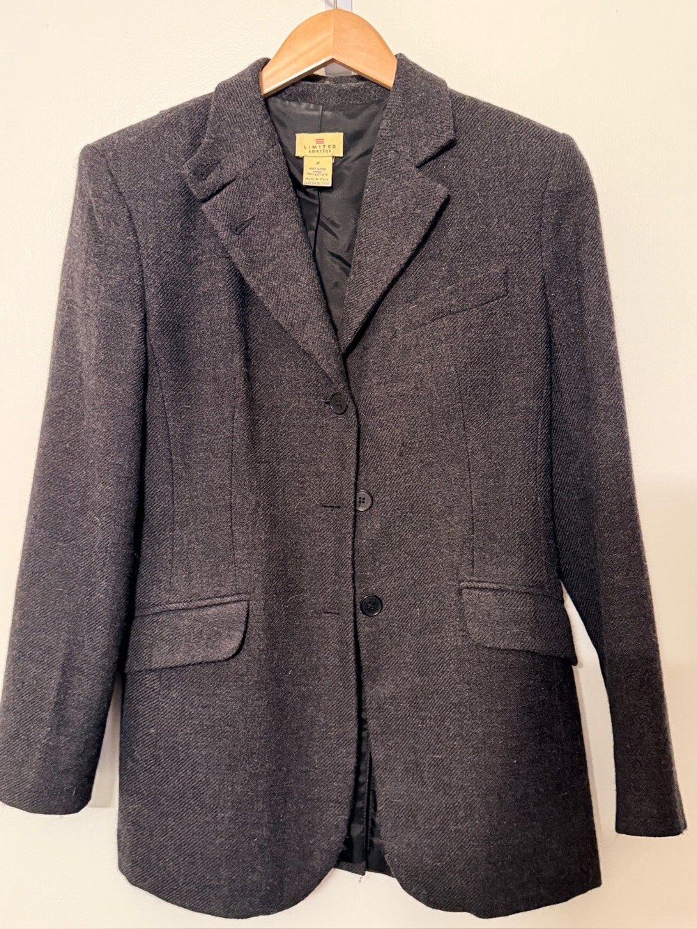 Limited America Charcoal Gray Women's Tailored Wool-Blend Blazer 2 - Picture 14 of 14